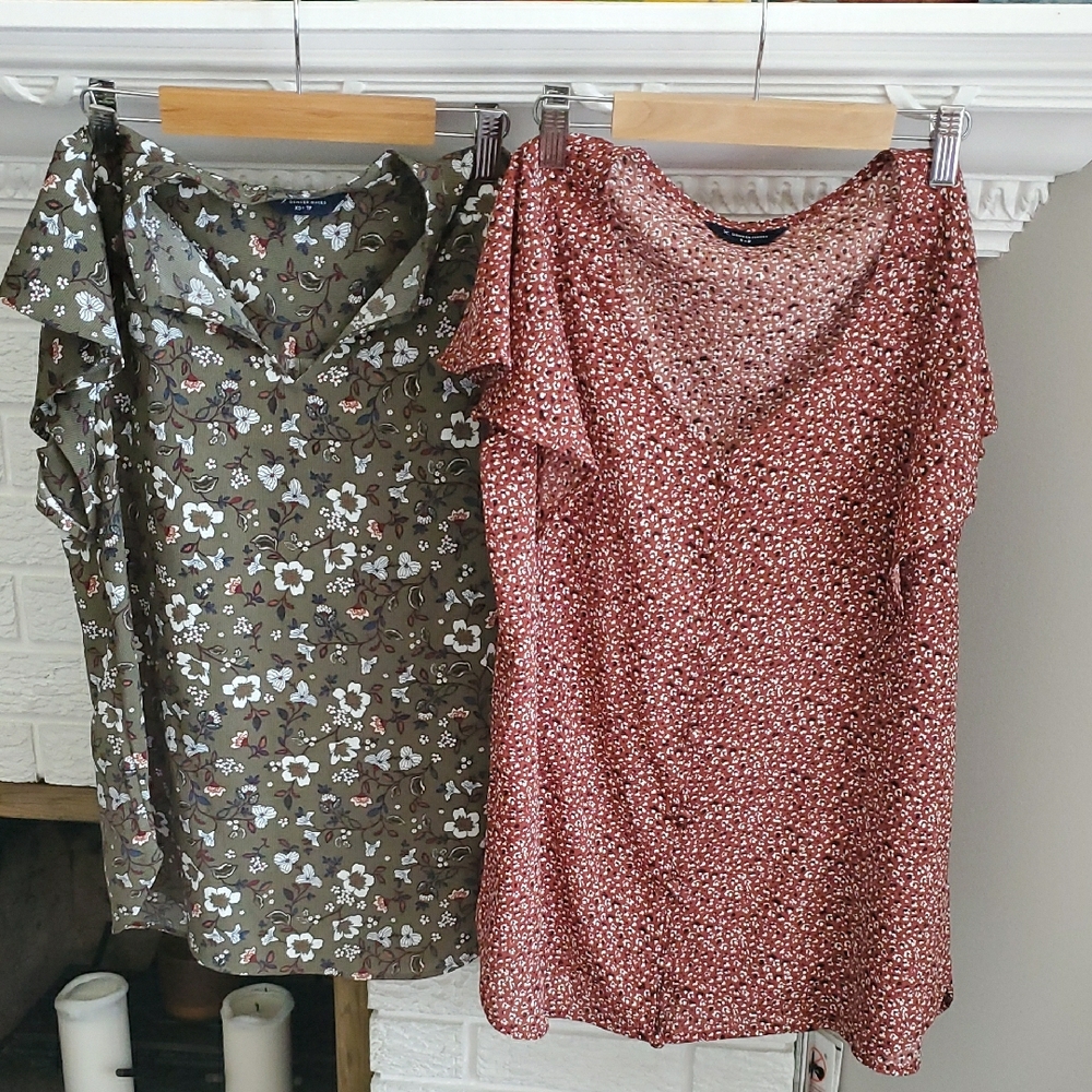 Denver Hayes Floral Blouse Set in Red and Green S & XS Vacation Resort Boho Y2K